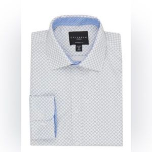 Calabrum Men's Slim-Fit Non-Iron Performance Dress Shirt White 15-15.5 33/34 M